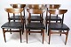A set of six dining table chairs of Danish design in rosewood with black leather 
from around the 1960s.
Great condition
