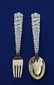 Michelsen Set Christmas spoon and fork 1956 of gilt sterling silver