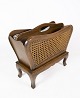 Newspaper holder, polished wood, French wicker, 1940