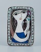 Mari Simmulson for Upsala-Ekeby. Dish in glazed stoneware with portrait of woman.