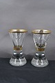 Danish freemason glasses, pair of drinking glasses 

with gold rims engraved with freemason symbols, 
on 
thick, round feet.