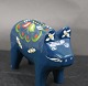 Blue Dala pig from Sweden L 13cms