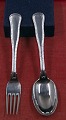 Cohr Dobbeltriflet Danish children's cutlery of 830S silver. 2 pieces child's cutlery