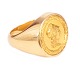 Georg Jensen Doktorring aus 18kt Gold mit 23kt Gold Platte mit dem Porträt Minervas. Ringgr. 66-67. G: 23,7gr