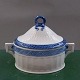 Blue Fan Danish porcelain. Large, oval covered sugar bowl or bonbonniere