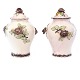 Pair of polychrome decorated lidded faience vases. Rörstrand, Sweden, circa 
1770. H: 34cm