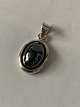 Pendant in silver with inlaid blood stone