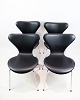 Set Of 4 Seven Chairs - Rare - Model 3107 - Upholstered In Black Leather - Arne 
Jacobsen - Fritz Hansen - 1980s
Great condition
