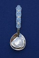 Norwegian silver flatware, jam spoon with light blue enamel 14.7cm of sterling silver by J. Tostrup