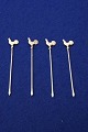 Set of 4 Olives sticks of sterling silver with 
gilt cock in top.