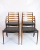 Set of Four Dining Chairs - Model 78 - Rosewood & Black Leather - N.O Møller - 
J.L Møllers Furniture Factory - 1950s
