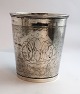 Large silver goblet. Silver master unknown. Engraving from 1756. Height 11 cm. 
Diameter 10 cm.