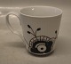 101-1 Mug with handle 8.5 cm (28 cl)  Black Mega Fluted Blue Fluted MEGA Danish Porcelain