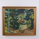 Oil Painting with Forest Landscape, Signed, circa 1950–1970