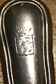 Dobbeltriflet or Old Danish solid silver flatware, Dinner knife with short handle 24.5cm, and with engraved coat of arms at the top of the shaft.