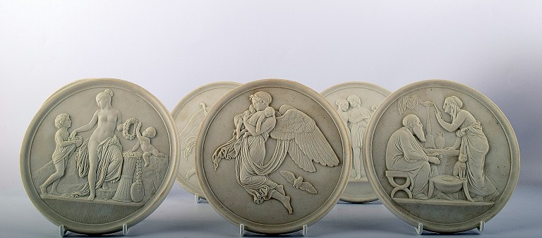 6 biscuit plates after Thorvaldsen, B&G (Bing & Grondahl) 
