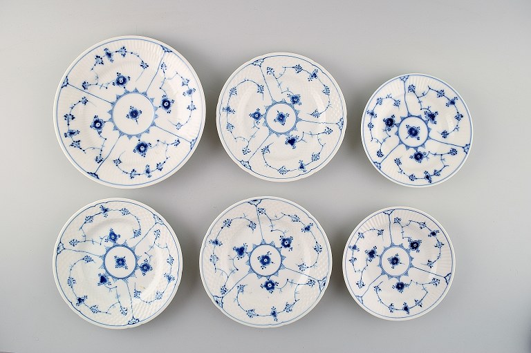 Collection of 6 early B&G, Bing & Grondahl Blue Fluted dishes.