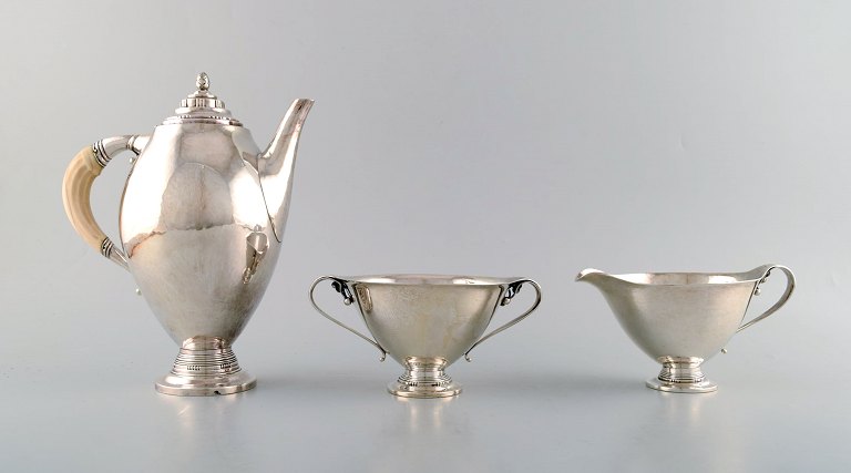 Johan Rohde for Georg Jensen. Rare and early Coffee service in sterling silver. Dated 1919.