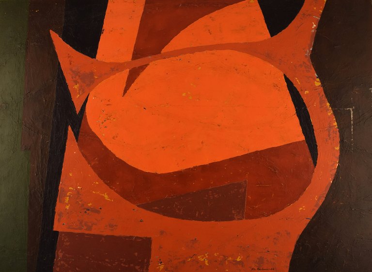 Nils Karlsson, Swedish artist. Oil on canvas. Abstract composition. Dated 1968.