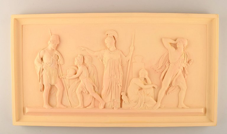 Ipsens enke, Danmark. Stor vægplakette i terracotta med motiv efter Thorvaldsen. 1890