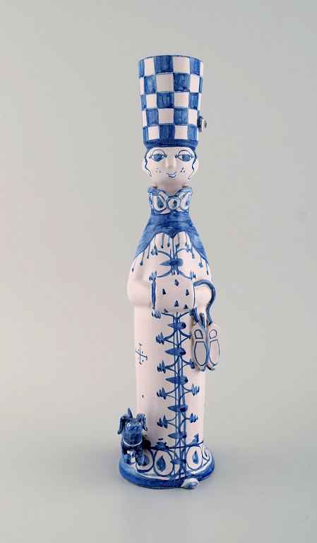 Bjørn Wiinblad unik keramik figur. "Vinter" i blå "Årstiderne" fra 1977.
