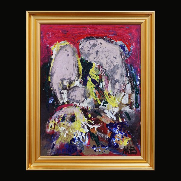 Mogens Balle,1921-88, acrylic paint on canvas. Signed. Visible size: 47x35cm. 
With frame: 57x45cm