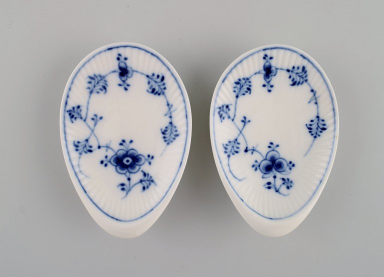 Two antique Royal Copenhagen Blue Fluted Plain mussel bowls. Model number 1/2184. Early 20th century.