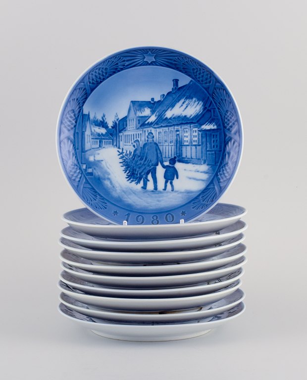 Royal Copenhagen, et sæt på ti juleplatter.1980-1989.