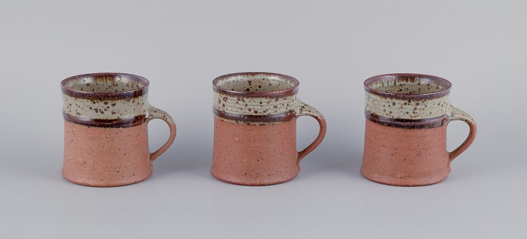 Nysted Ceramics, Denmark.Three ceramic cups in brown shades. Handmade.
