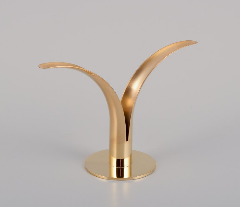 Ivar Ålenius Björk (1905-1978) for Ystad Metall, Sweden."Liljan" candle holder in brass. Swedish design classic.