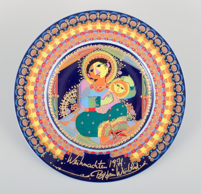 Bjørn Wiinblad for Rosenthal, juletallerken med bibelsk motiv.
1971 - "Maria med barn"