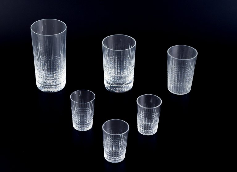 Baccarat, France. A set of six "Nancy" assorted drink glasses in clear crystal glass.