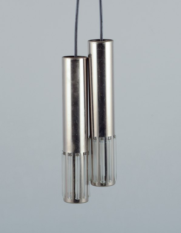 Schmahl & Schulz, Germany. A pair of ceiling pendants in stainless steel and acrylic glass.