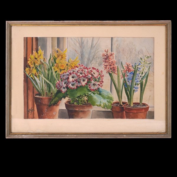 Olga Aleksandrovna, Grossfürstin von Russland, 1882-1960, Aquarell, Stilleben mit Blumen. Lichtmasse: 37x56cm. Mit Rahmen: 52x71cm