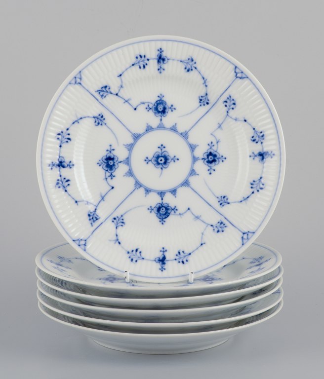 Royal Copenhagen Blue Fluted plain. A set of six lunch plates in porcelain.