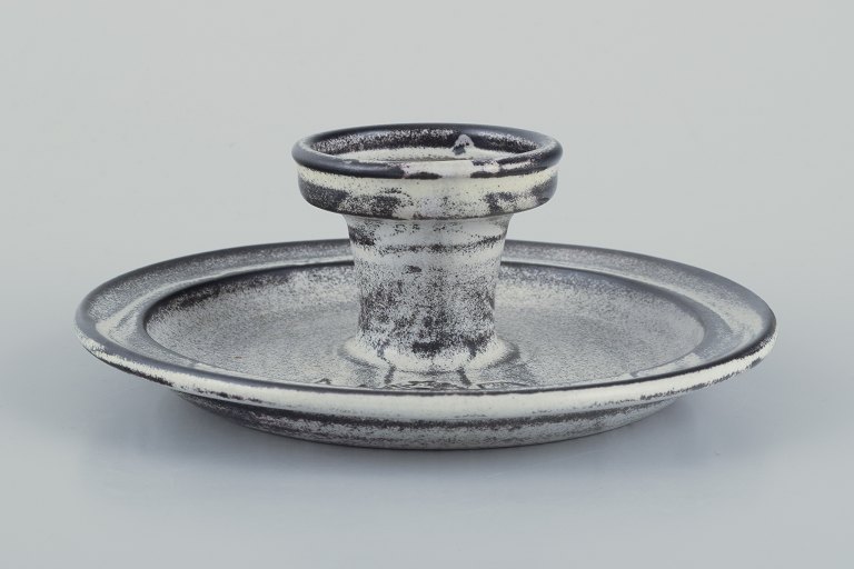 Kähler, chamber candlestick in ceramic.Grey-black double glaze.