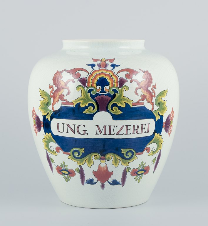 Delft, The Netherlands. Large apothecary jar in earthenware.