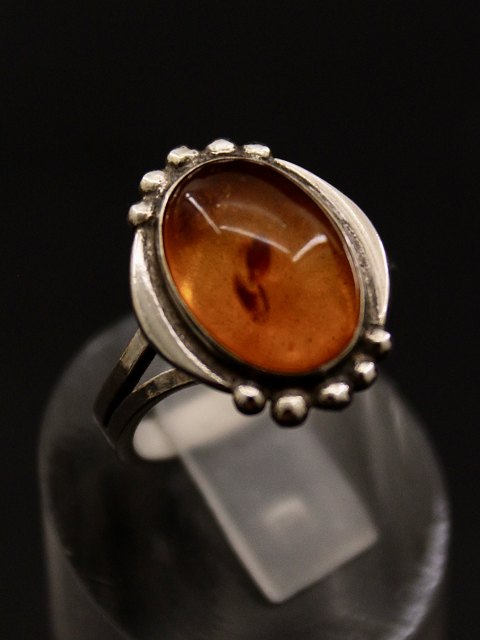 Sterling silver ring with amber