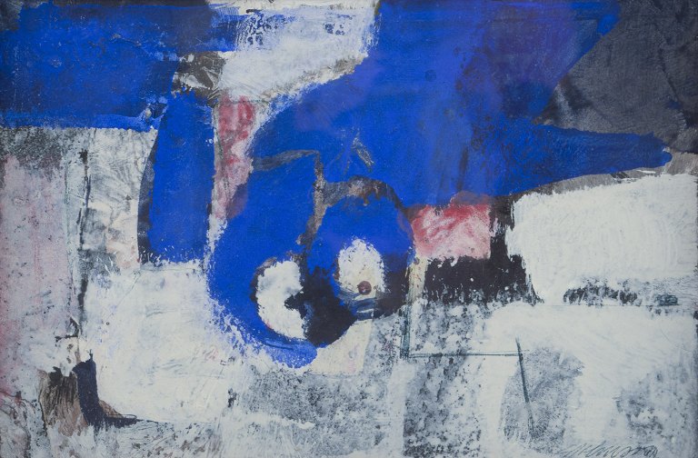 Gunnar Johansson . Svensk kunstner.
Gouache. Abstrakt komposition.