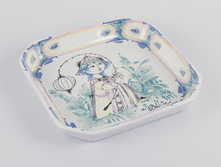 Bjørn Wiinblad for Det Blå Hus.
Unika ottekantet fad/vægrelief i keramik.