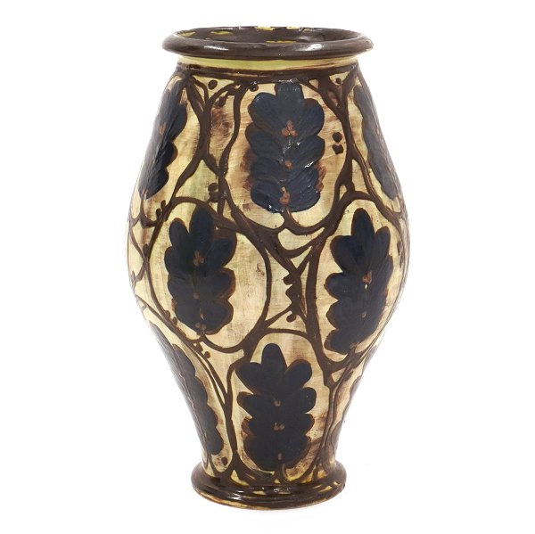 Large Danish signed stoneware vase by Herman A. Kähler. Perfect condition. H: 
58cm