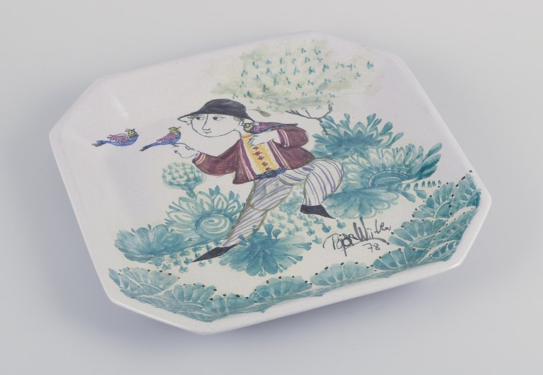 Bjørn Wiinblad for Det Blå Hus.
Unika ottekantet fad/vægrelief i keramik.