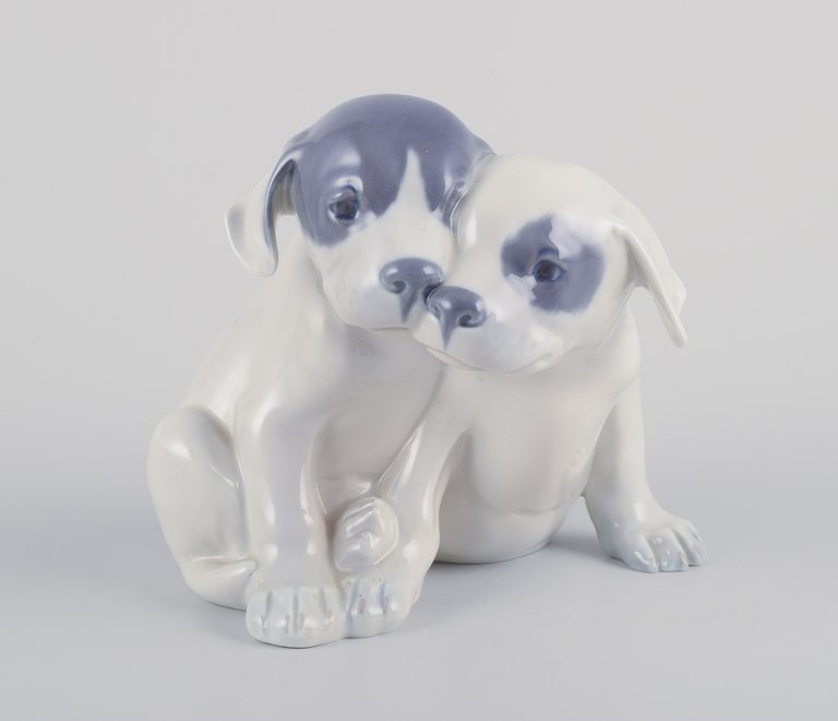 Royal Copenhagen, porcelænsfigur af to Pointerhvalpe.