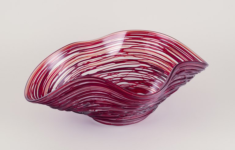Enrico Cammozzo, Vetro Artistico Murano, Italien.Kolossal unika bordskål af glas.