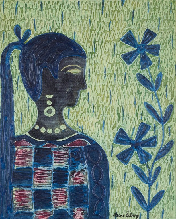 Runo Öberg (1931–2019), svensk kunstner. Mixed media på malerplade.