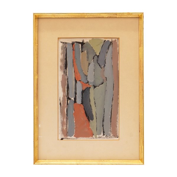 Bernard Dufour, 1922-2016, composition, mixed media on paper. Signed. Visible 
size: 23x14cm. Wiith frame: 35x25cm