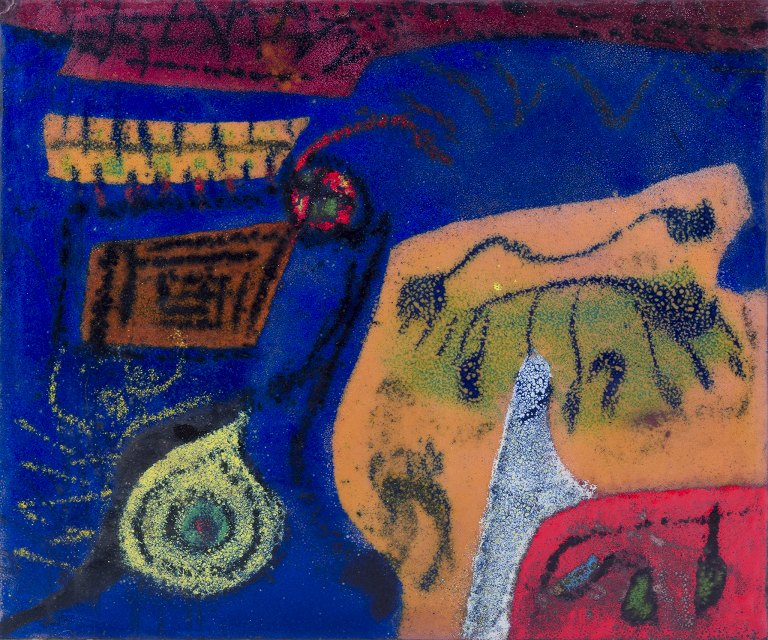 Scandinavian artist.
Wall relief, enamel work.