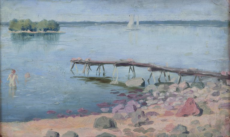 Garibaldi Lindberg (1863–1957), listed Swedish artist.Oil on canvas mounted on painting board.