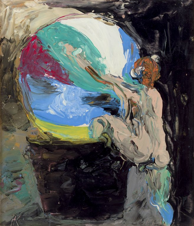 Hans Kajtorp, svensk kunstner. ListedOlie på malerplade.