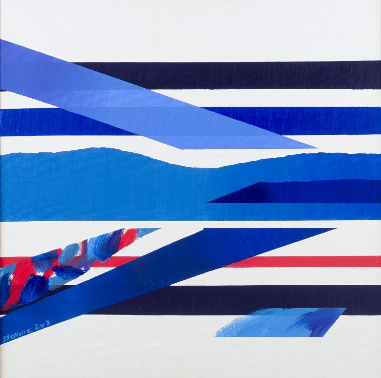 Stellan Kristensson, svensk kunstner.
Olie på lærred.
Abstrakt komposition.